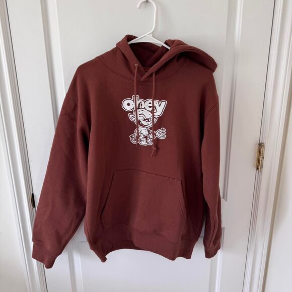 Obey Devil Embroidered Sepia Hoodie Heavyweight - Picture 1 of 6